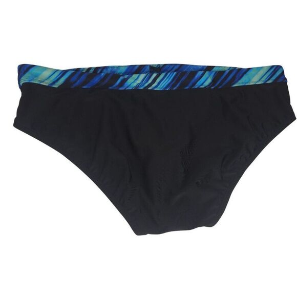 Black Swim Briefs Blue Patterned Waistband Womens Size XXL New - Picture 3 of 4